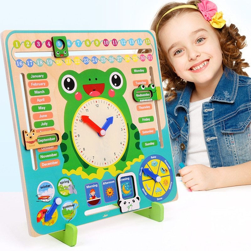 All-in-one Wooden Weather & Time Learning Clock