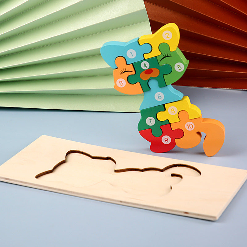 Count, Match and Play - 3D Animal & Vehicles Wooden Puzzle with Numbers