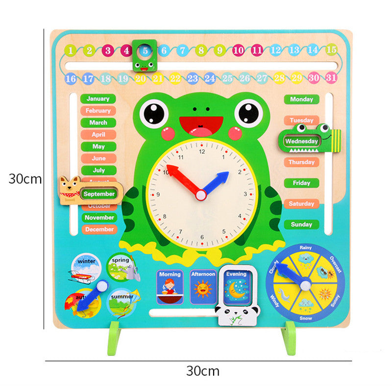 All-in-one Wooden Weather & Time Learning Clock