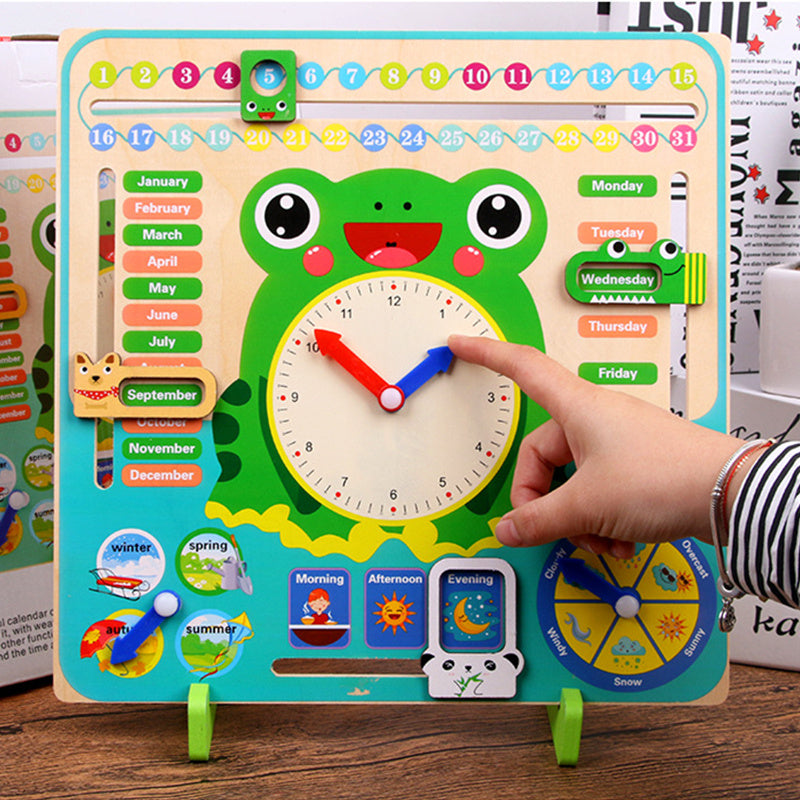 All-in-one Wooden Weather & Time Learning Clock