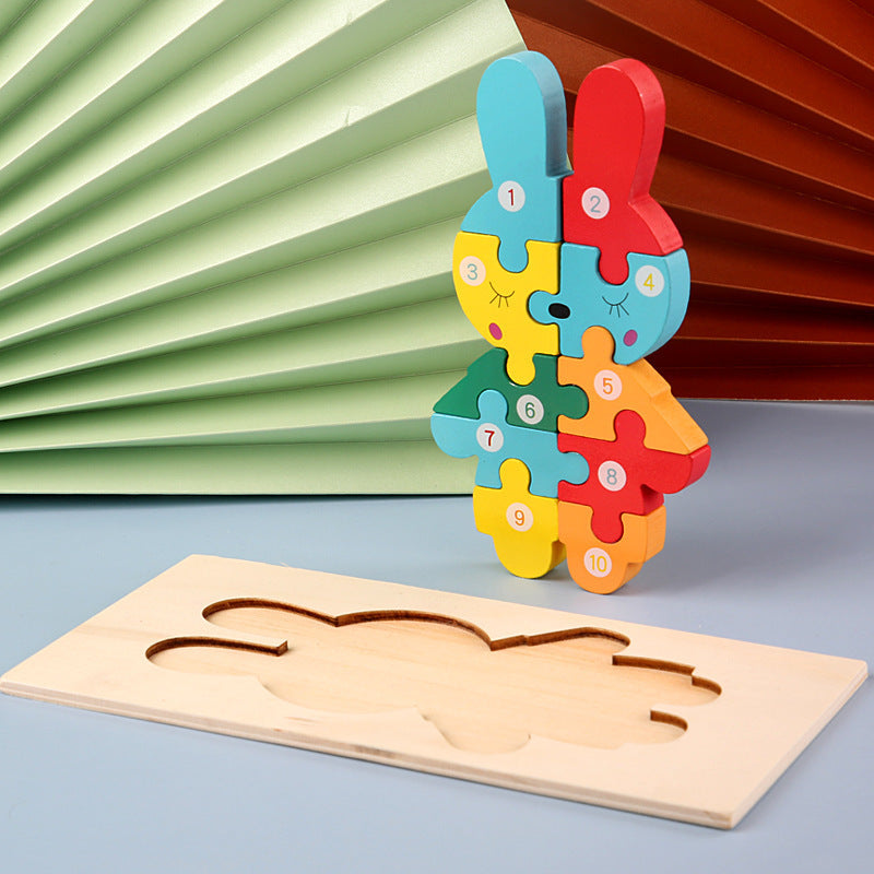 Count, Match and Play - 3D Animal & Vehicles Wooden Puzzle with Numbers