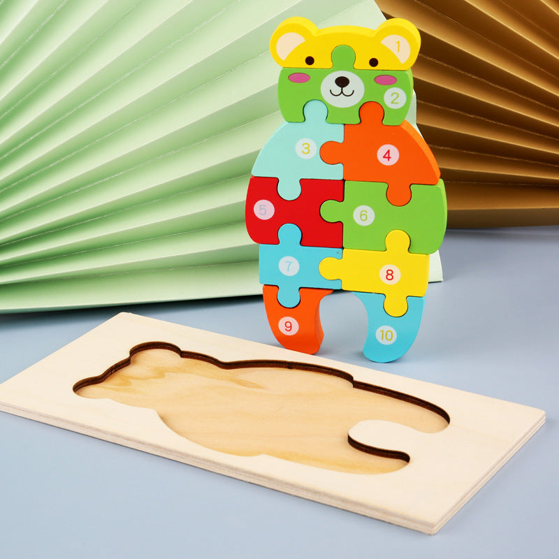 Count, Match and Play - 3D Animal & Vehicles Wooden Puzzle with Numbers