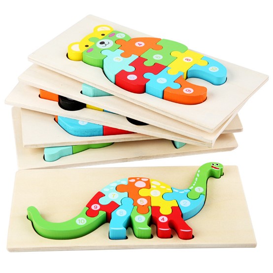 Count, Match and Play - 3D Animal & Vehicles Wooden Puzzle with Numbers