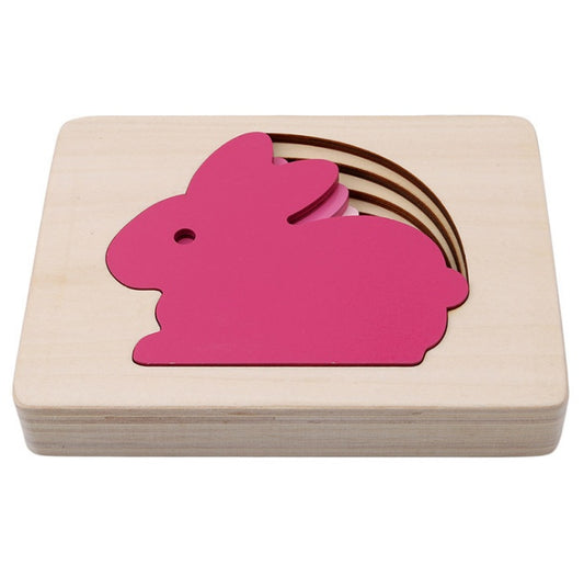 1-2-3 years old children Montessori early childhood educational toys wooden multi-layer three-dimensional puzzle gradient color animal panel